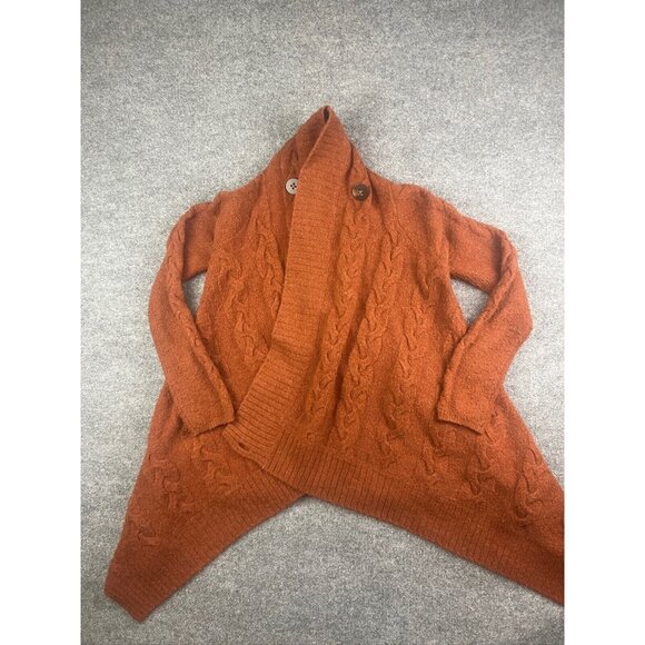Sparrow Cable Knit Wool Cardigan Women's Small Rust Brown Button Sweater - Picture 1 of 8